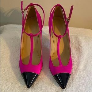 J. Crew. Hot pink and navy heels. Size 9.